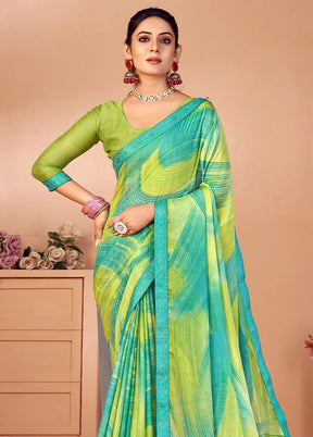 Multicolor Chiffon Silk Saree With Blouse Piece