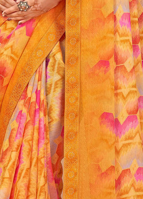 Multicolor Chiffon Silk Saree With Blouse Piece