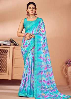 Multicolor Chiffon Silk Saree With Blouse Piece