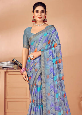 Multicolor Chiffon Silk Saree With Blouse Piece