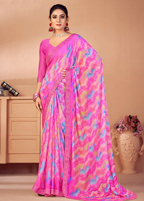 Multicolor Chiffon Silk Saree With Blouse Piece