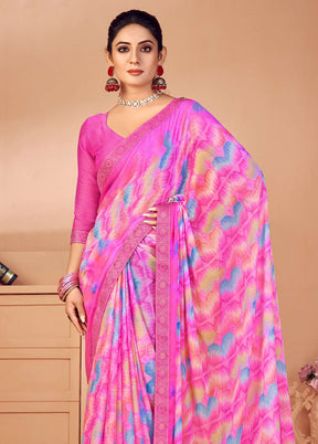 Multicolor Chiffon Silk Saree With Blouse Piece