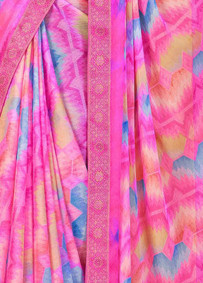 Multicolor Chiffon Silk Saree With Blouse Piece