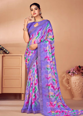 Multicolor Chiffon Silk Saree With Blouse Piece