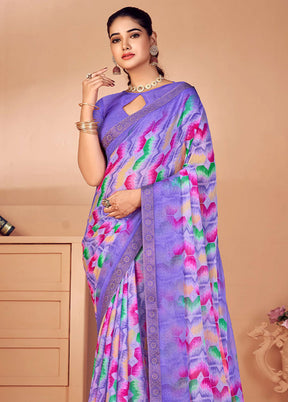 Multicolor Chiffon Silk Saree With Blouse Piece