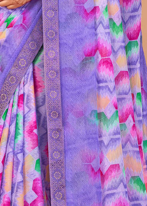 Multicolor Chiffon Silk Saree With Blouse Piece