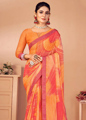 Multicolor Chiffon Silk Saree With Blouse Piece