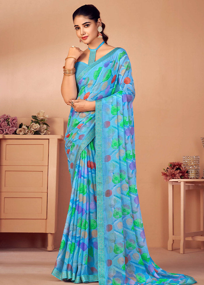 Multicolor Chiffon Silk Saree With Blouse Piece