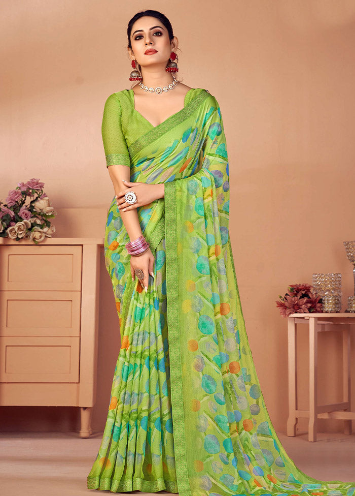 Multicolor Chiffon Silk Saree With Blouse Piece