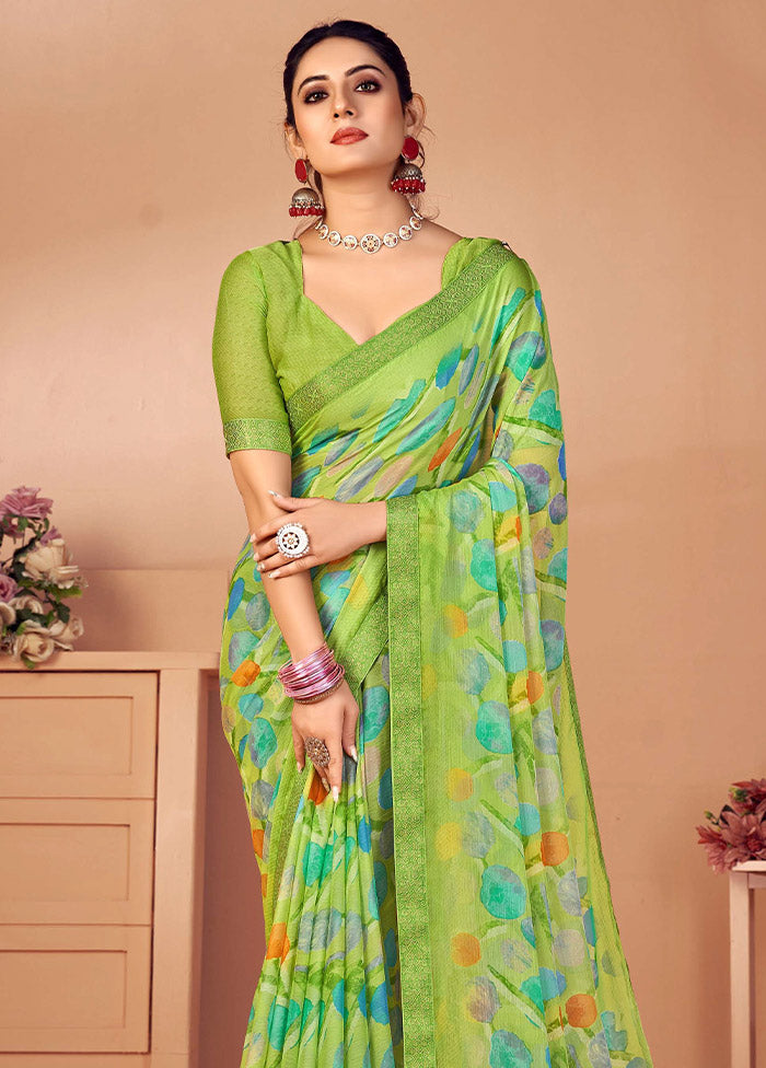 Multicolor Chiffon Silk Saree With Blouse Piece