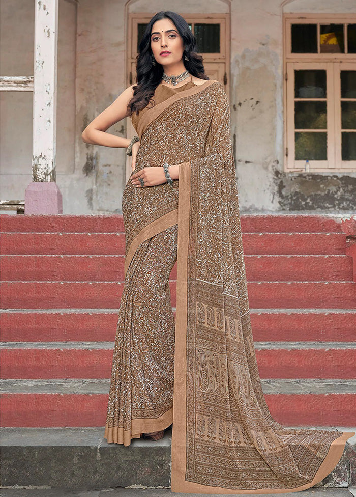 Multicolor Chiffon Silk Saree With Blouse Piece