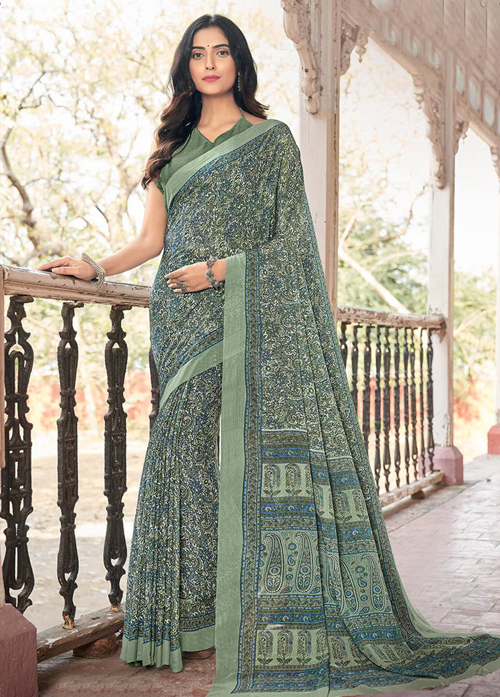 Multicolor Chiffon Silk Saree With Blouse Piece