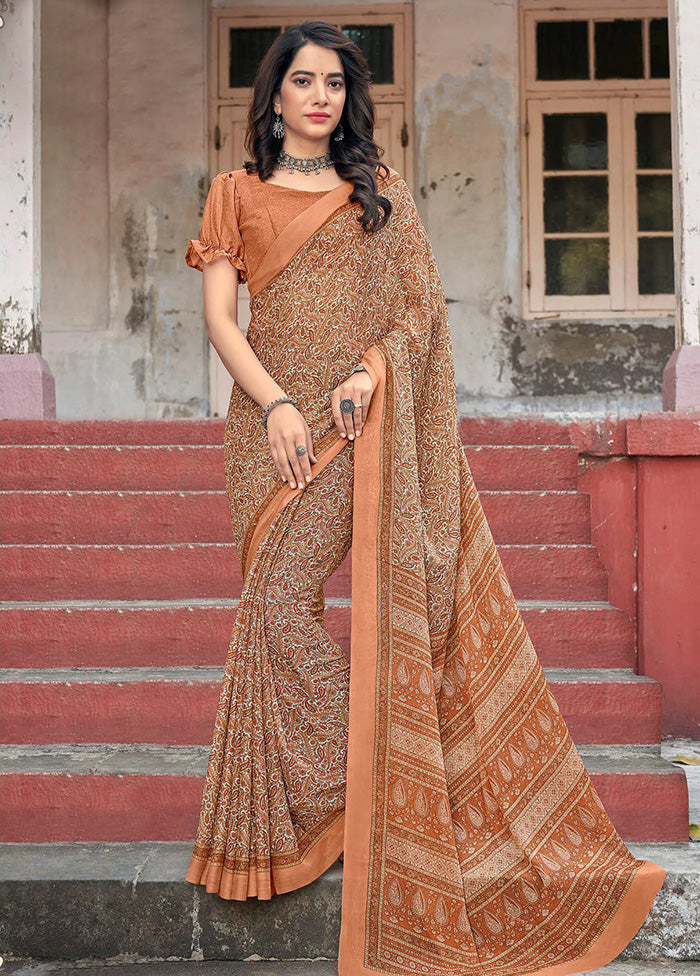 Multicolor Chiffon Silk Saree With Blouse Piece