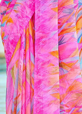 Multicolor Chiffon Silk Saree With Blouse Piece