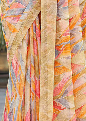 Multicolor Chiffon Silk Saree With Blouse Piece