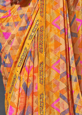 Multicolor Chiffon Silk Saree With Blouse Piece