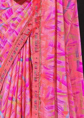 Multicolor Chiffon Silk Saree With Blouse Piece