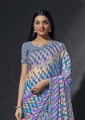 Multicolor Chiffon Silk Saree With Blouse Piece