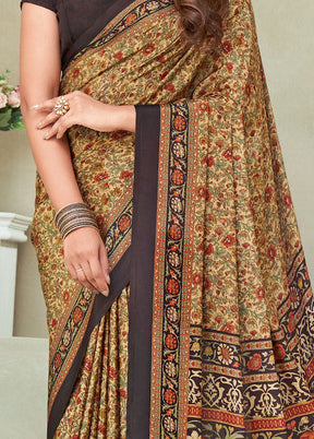 Beige Spun Silk Woven Work Saree With Blouse