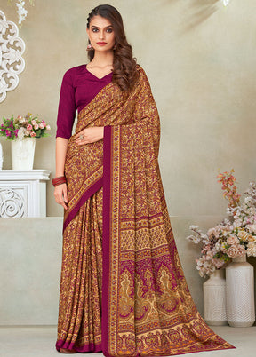 Beige Spun Silk Woven Work Saree With Blouse