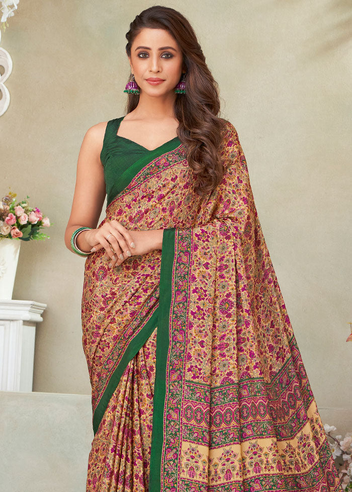 Rust Spun Silk Woven Work Saree With Blouse