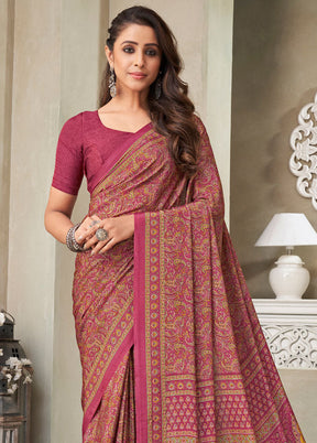 Beige Spun Silk Woven Work Saree With Blouse