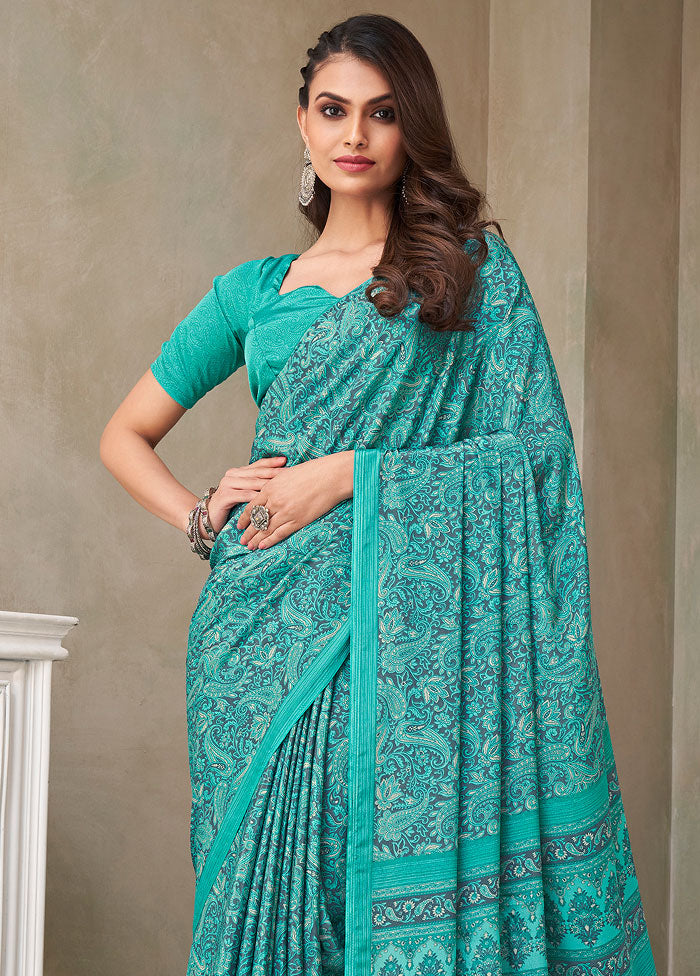 Blue Spun Silk Woven Work Saree With Blouse