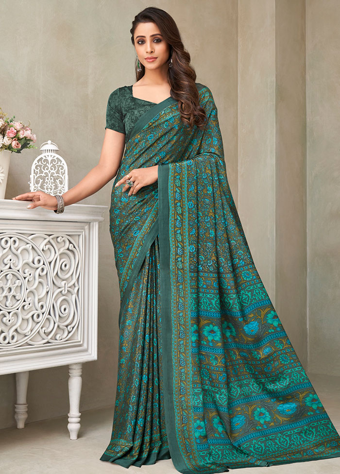 Yellowish Green Spun Silk Woven Work Saree With Blouse