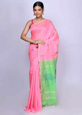 Pink Matka Silk Saree With Blouse Piece