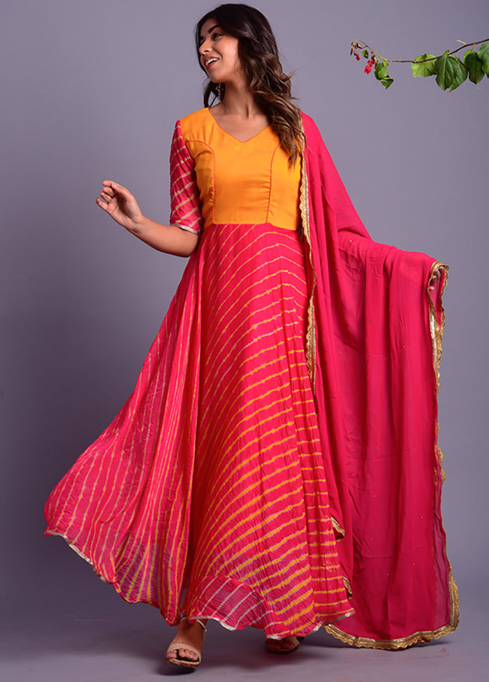 2 Pc Pink Georgette Anarkali With Dupatta