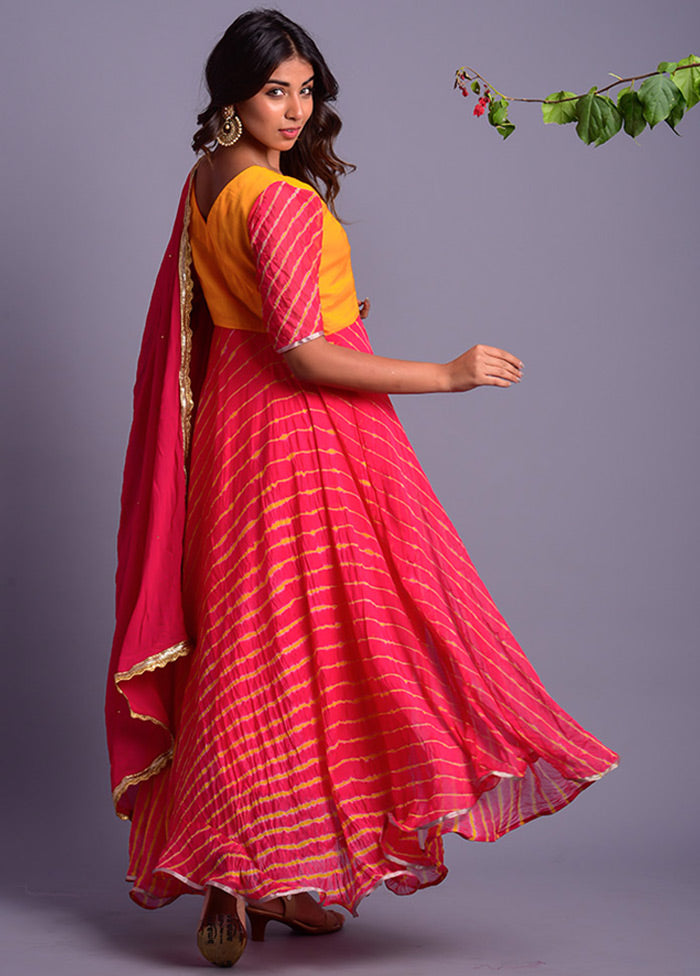 2 Pc Pink Georgette Anarkali With Dupatta