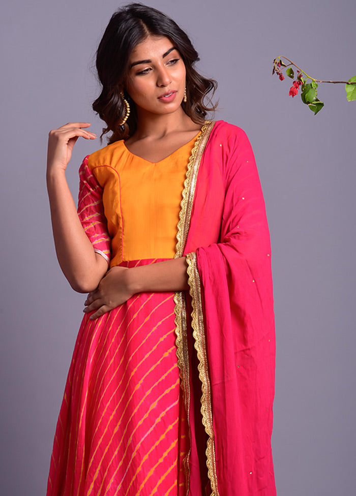 2 Pc Pink Georgette Anarkali With Dupatta