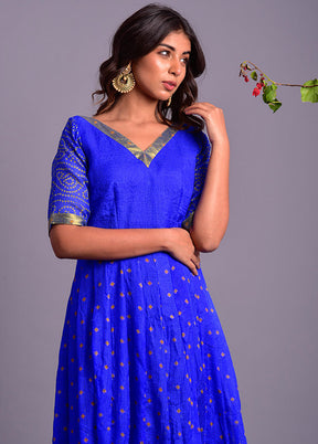 Blue Readymade Silk Long Dress