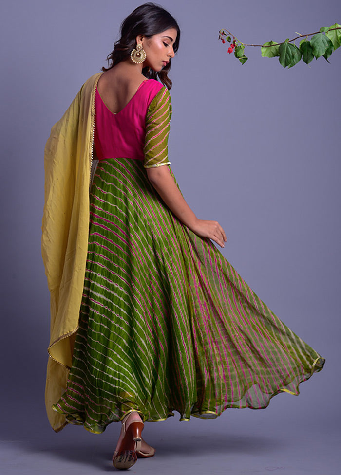 2 Pc Green Georgette Anarkali With Dupatta