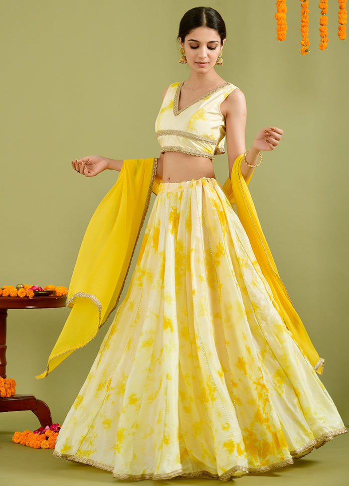 Yellow Readymade Silk Lehenga Choli Set