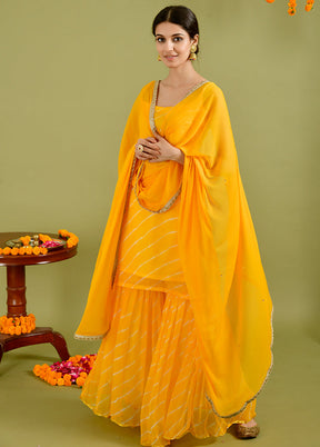 3 Pc Yellow Chiffon Suit Set With Dupatta VDRAN1412230 - Indian Silk House Agencies