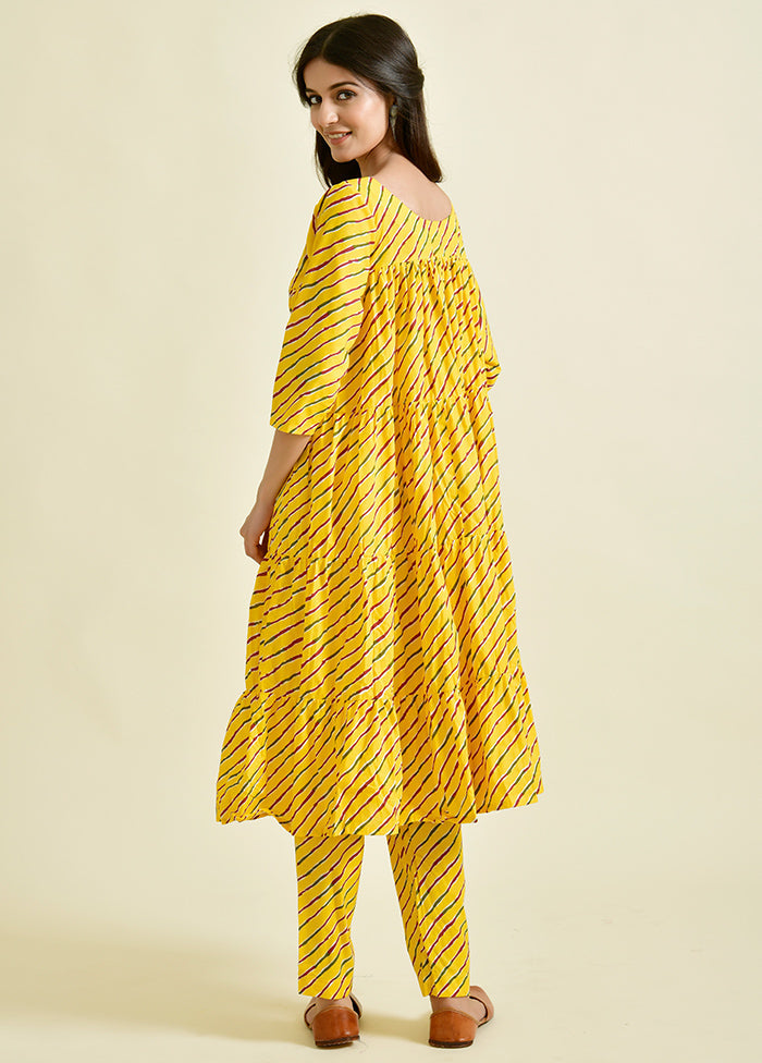 2 Pc Yellow Cotton Kurti Set