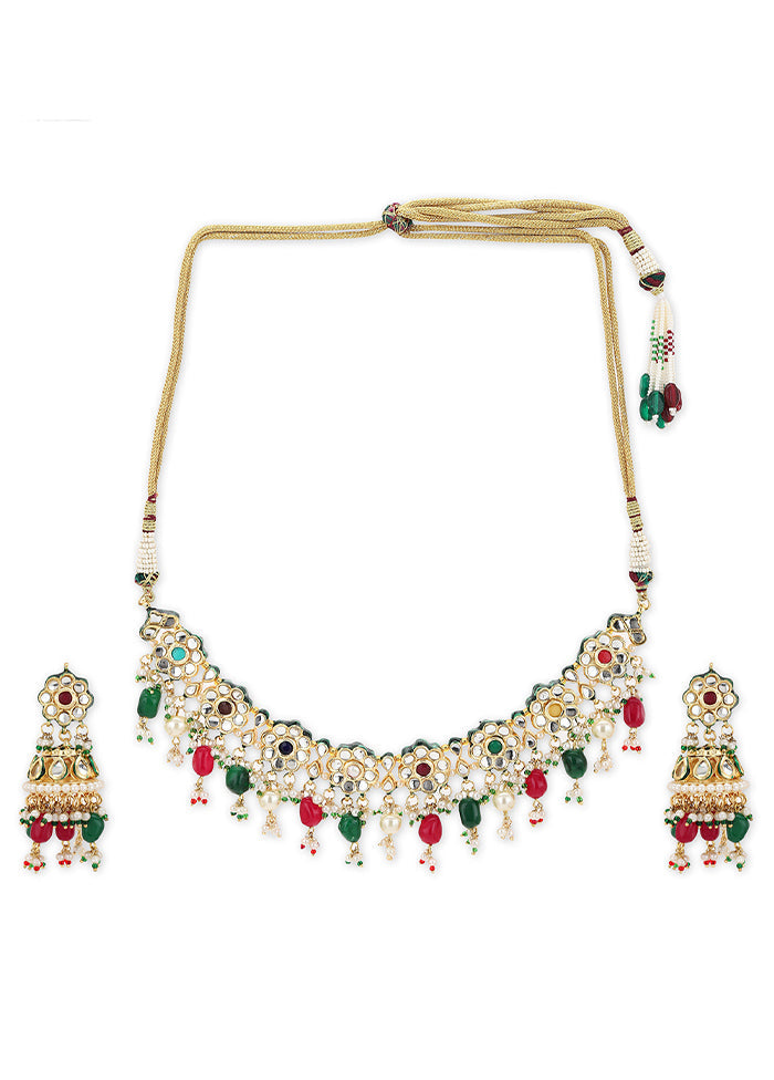 Golden Kundan Work Alloy Jewellery Set