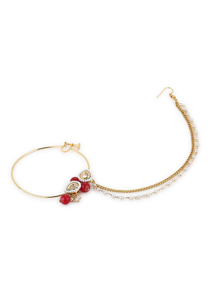Golden Stone Work Alloy Nose Ring