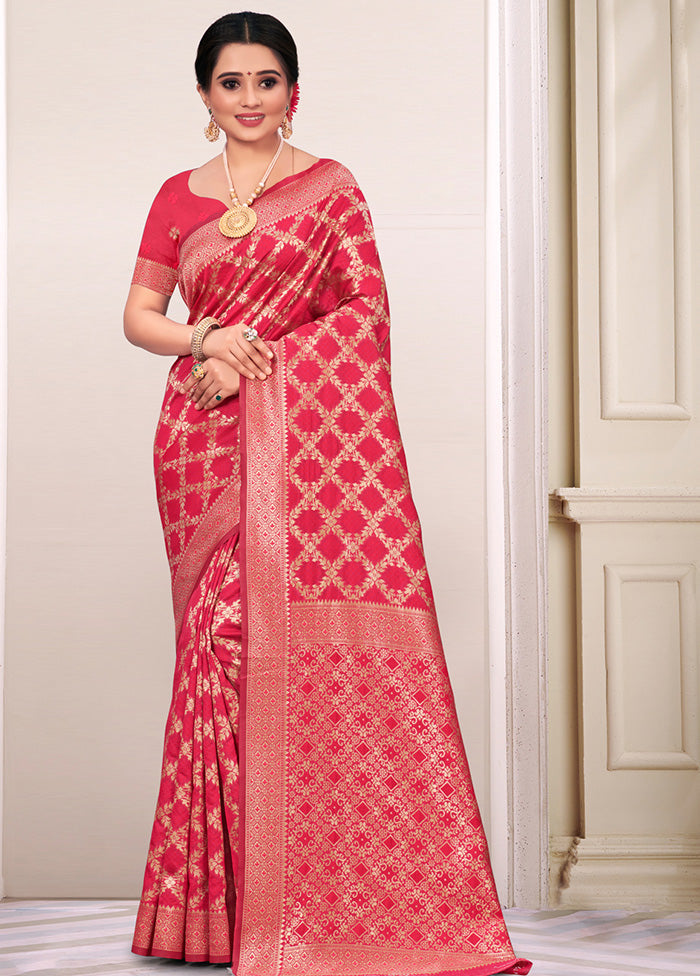 Pink Spun Silk Saree With Blouse Piece