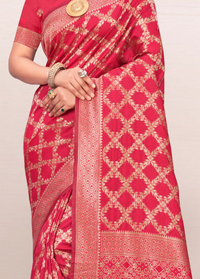 Pink Spun Silk Saree With Blouse Piece