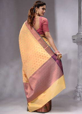 yellow Spun Silk Saree With Blouse Piece