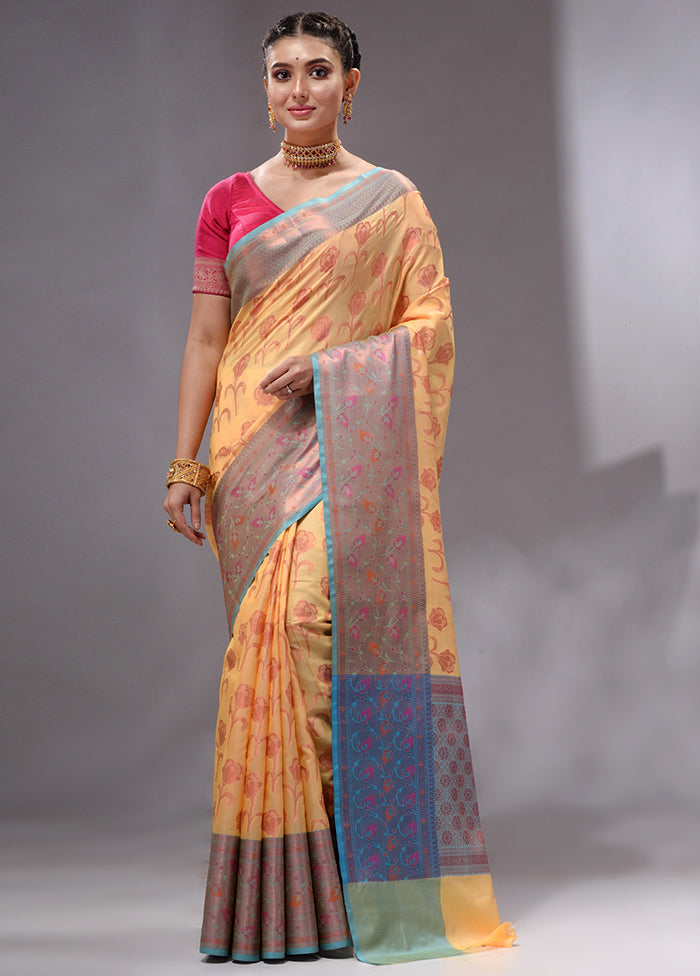 Gold Spun Silk Saree With Blouse Piece