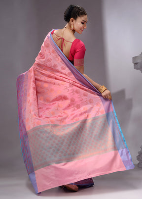 Pink Spun Silk Saree With Blouse Piece