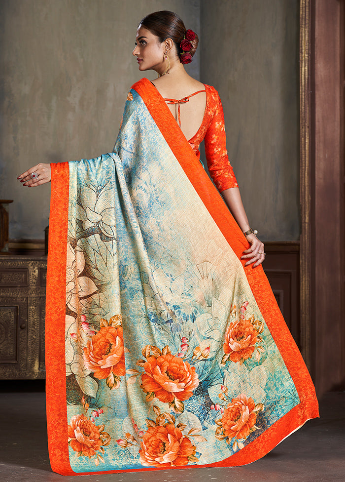 Multicolor Dupion Silk Saree With Blouse Piece