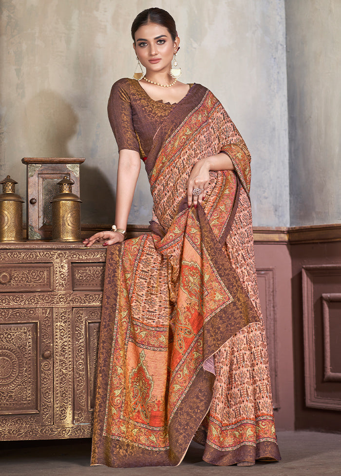 Multicolor Dupion Silk Saree With Blouse Piece