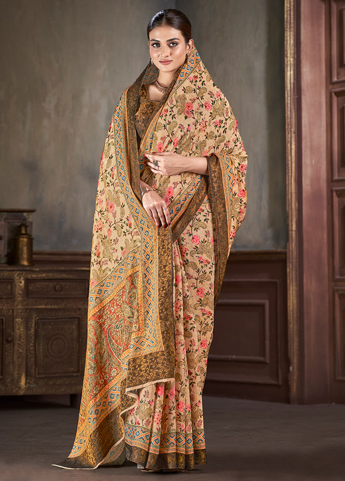 Multicolor Dupion Silk Saree With Blouse Piece