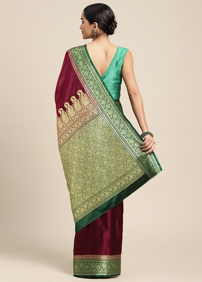 Maroon Dupion Silk Saree With Blouse Piece