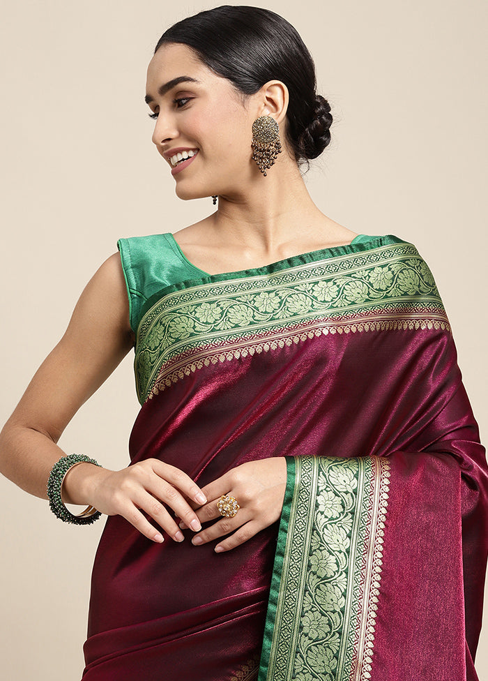 Maroon Dupion Silk Saree With Blouse Piece