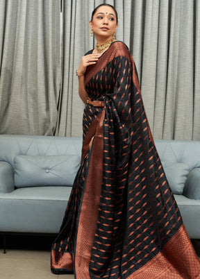 Black Dola Silk Zari Woven Saree With Blouse